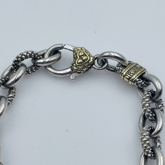 Judith Ripka JR Two Sterling Silver & 18k Gold Link Chain Bracelet - Picture 2 of 8